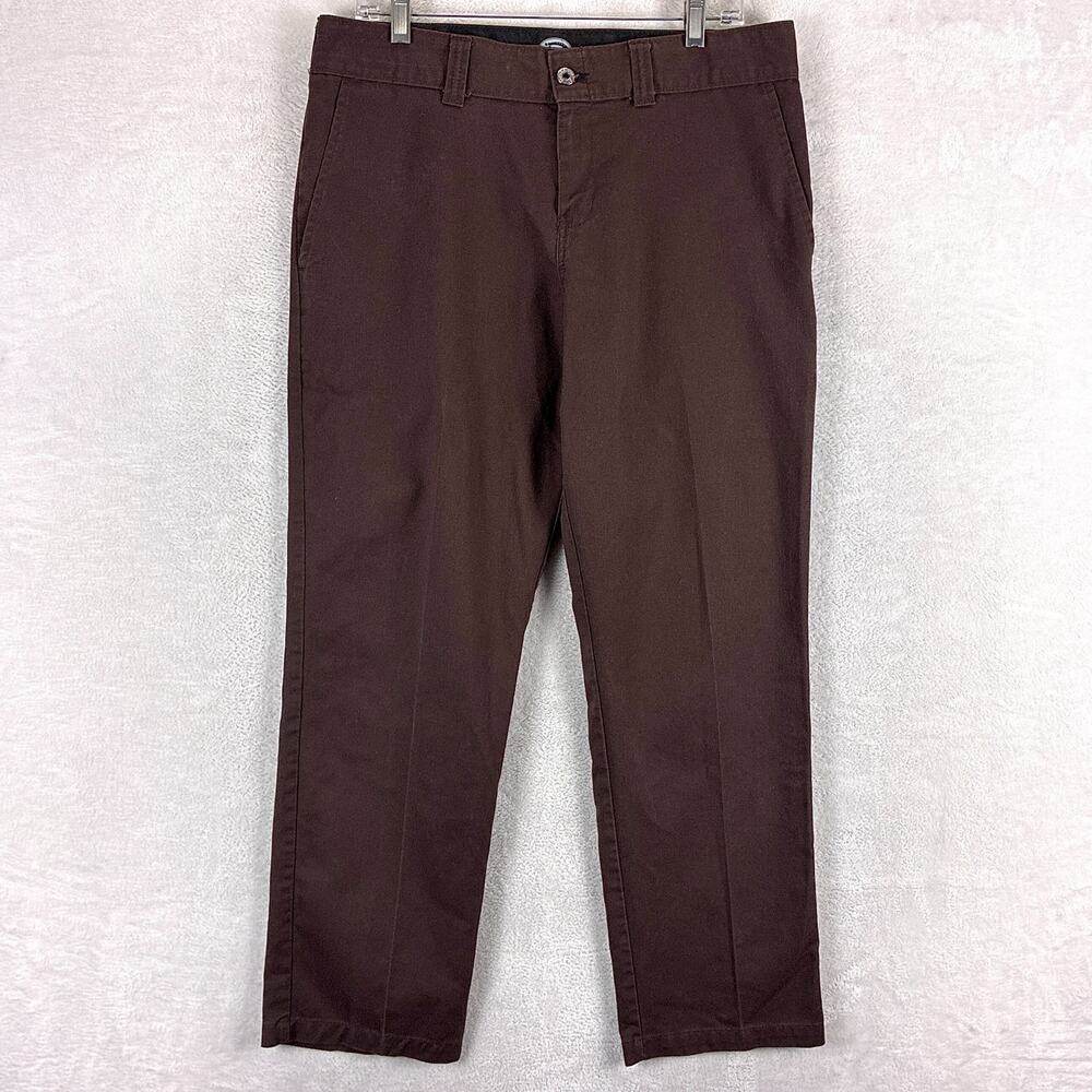 VTG Dickies Skateboarding Pants Mens 34x28 Brown Canvas Flex Skate Grunge Y2K